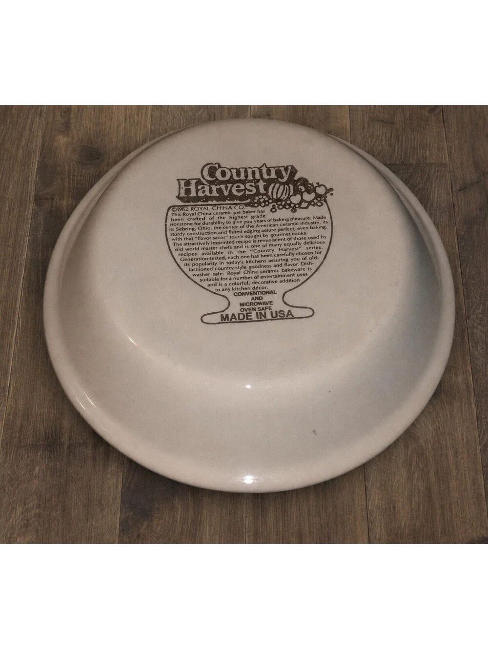 Country Harvest Cherry Pie Recipe Plate 11” inch 1983 Royal China Co Made In USA